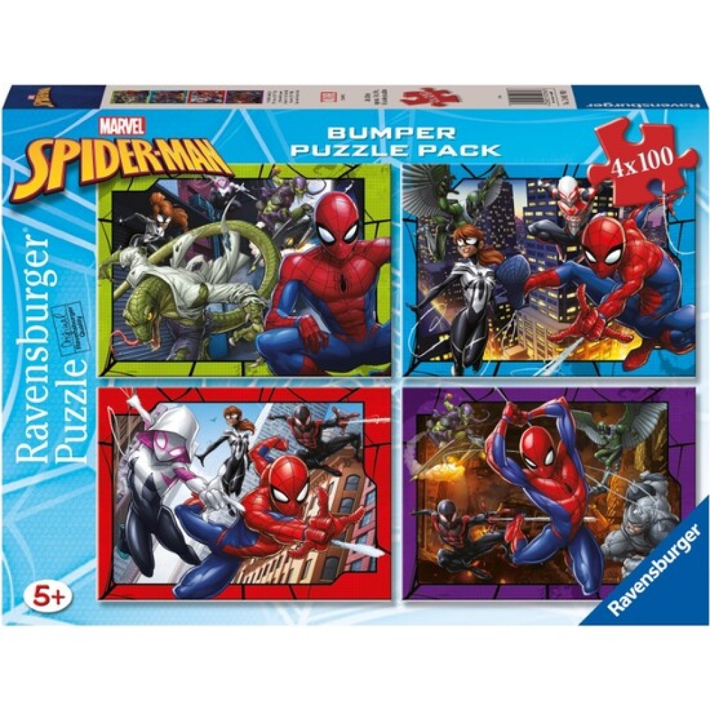 Puzzle spider-man 4x100 piezas.