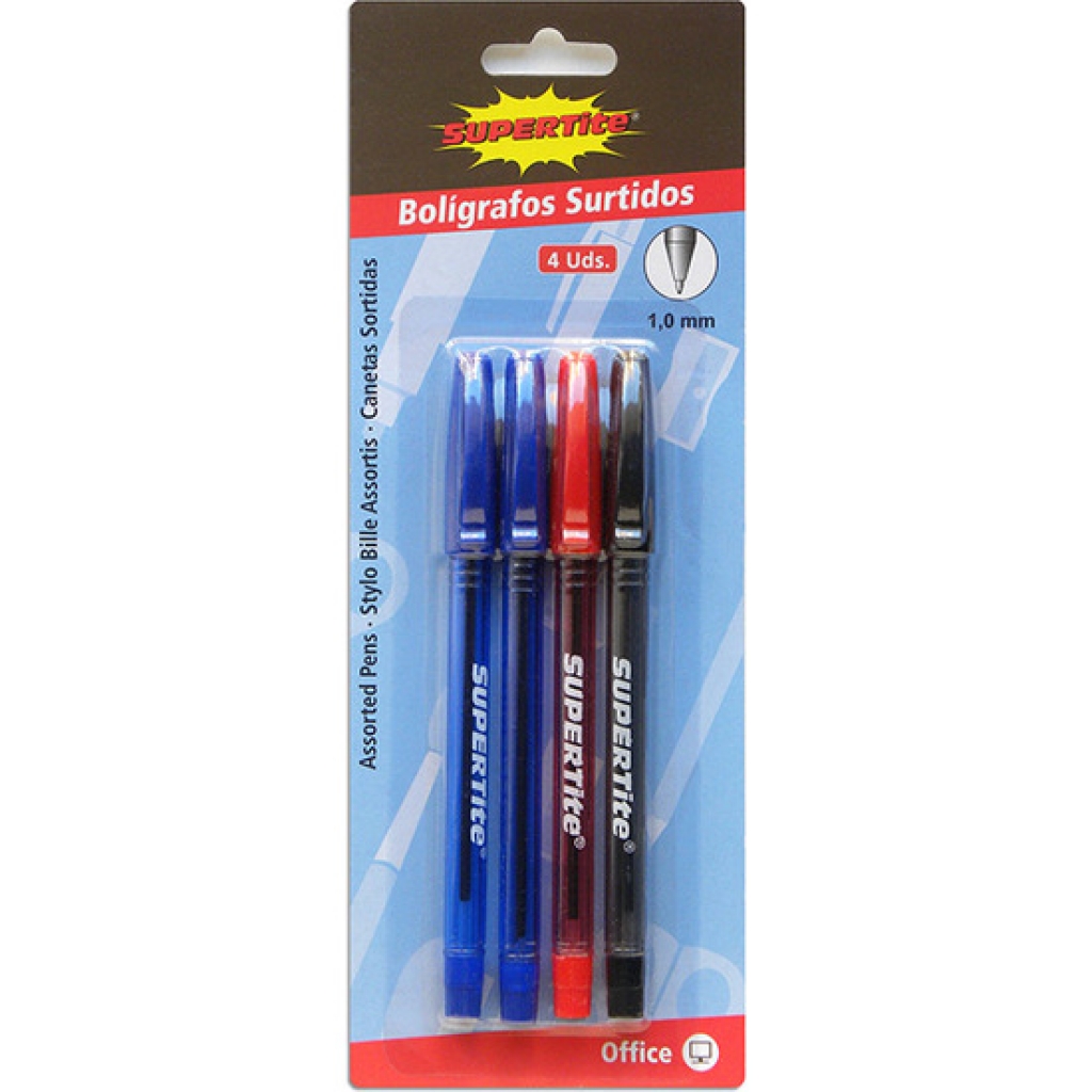 Bolígrafos 1mm surtidos - 4unidades