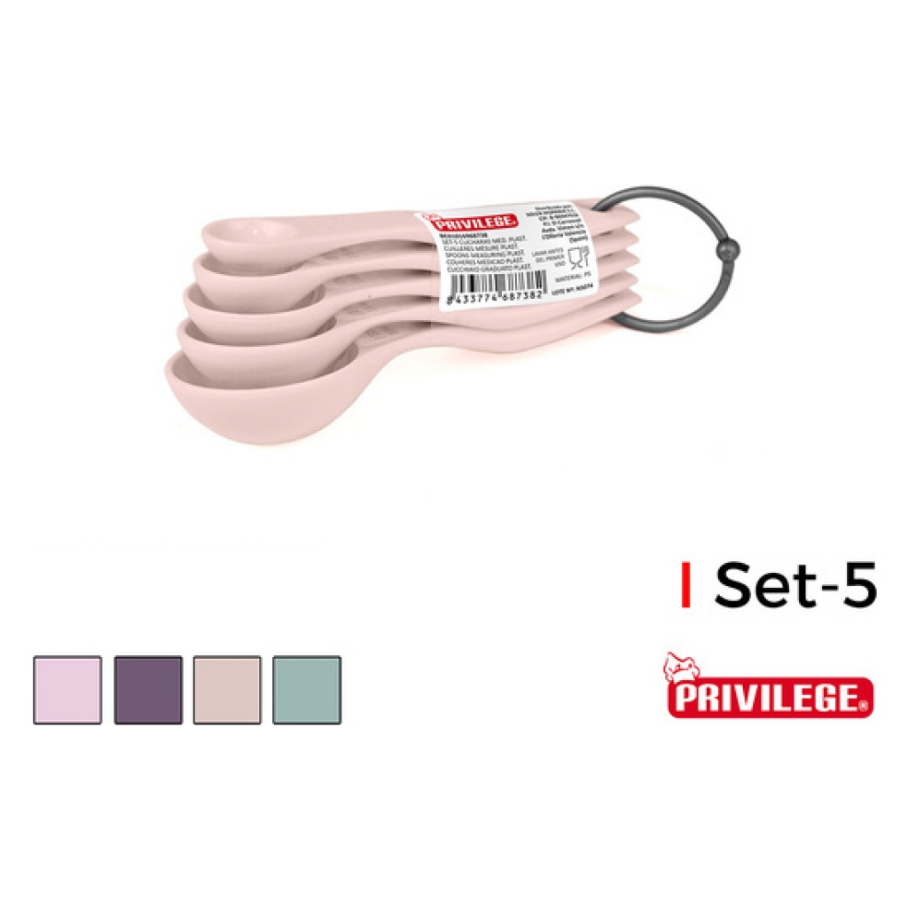 Set 5 cucharas medidoras plástico privilege - colores surtidos