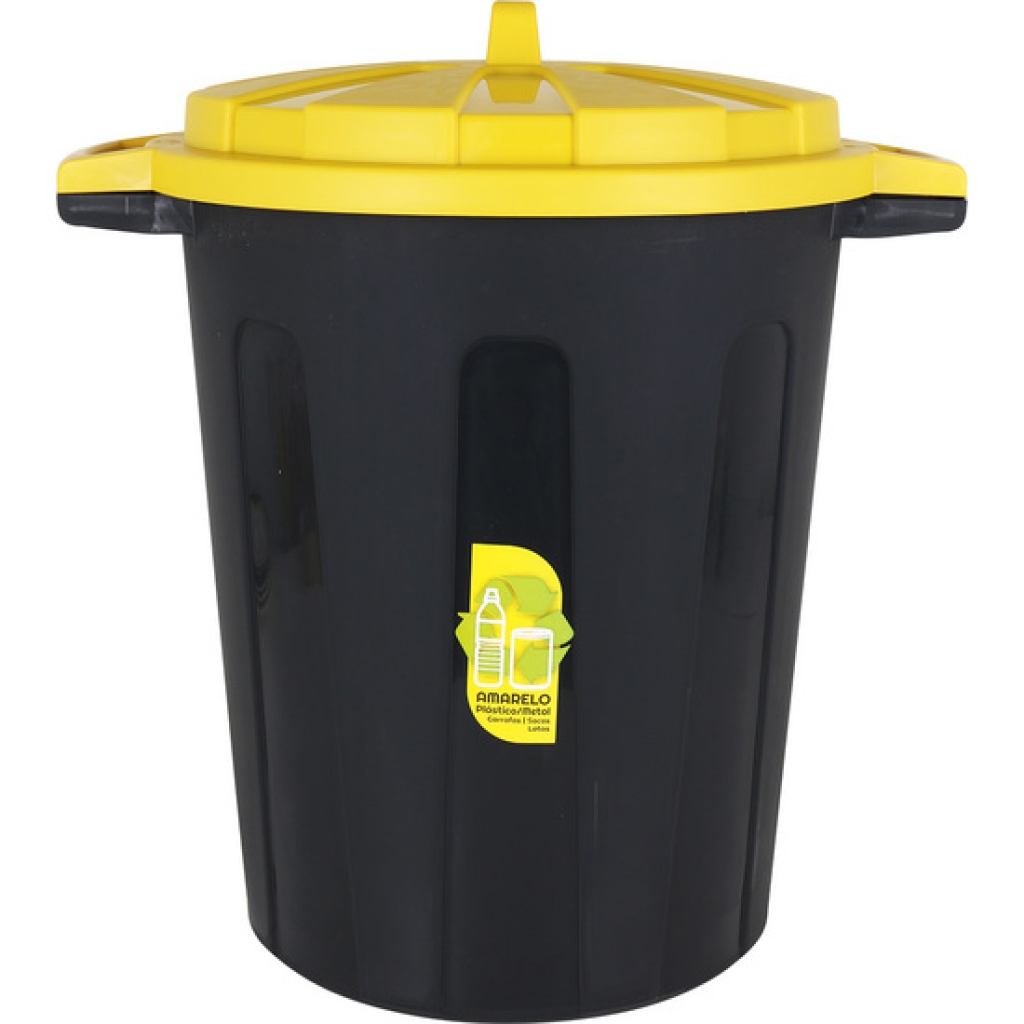 Cubo basura reciclaje 70 l con tapa amarilla