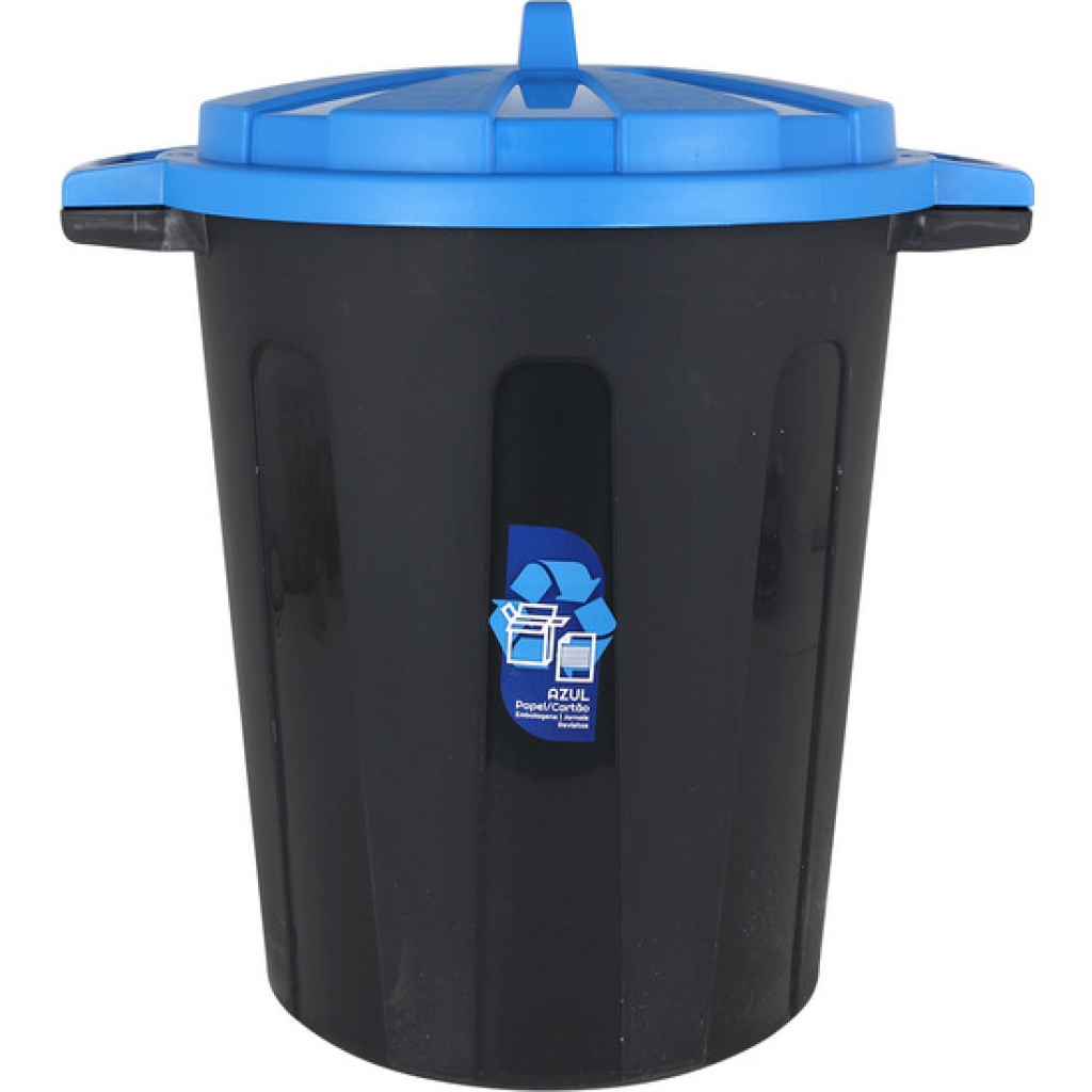 Cubo basura reciclaje 70 l con tapa azul